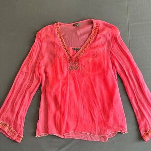 V neck long sleeve top with spaghetti top